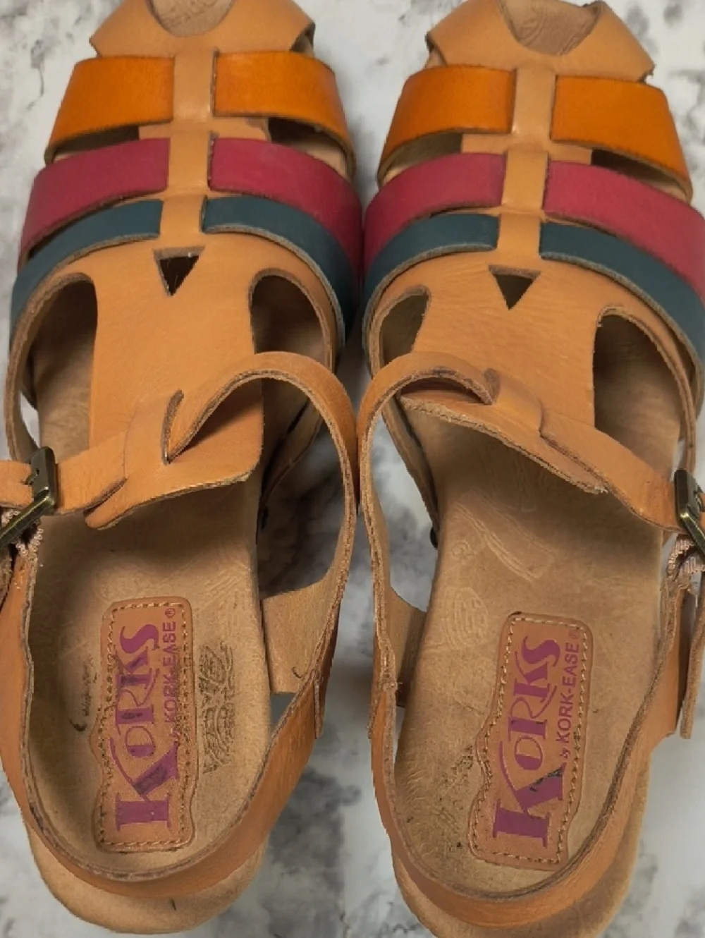 Women’s Multi-Color Leather Platform Sandal - Tan
